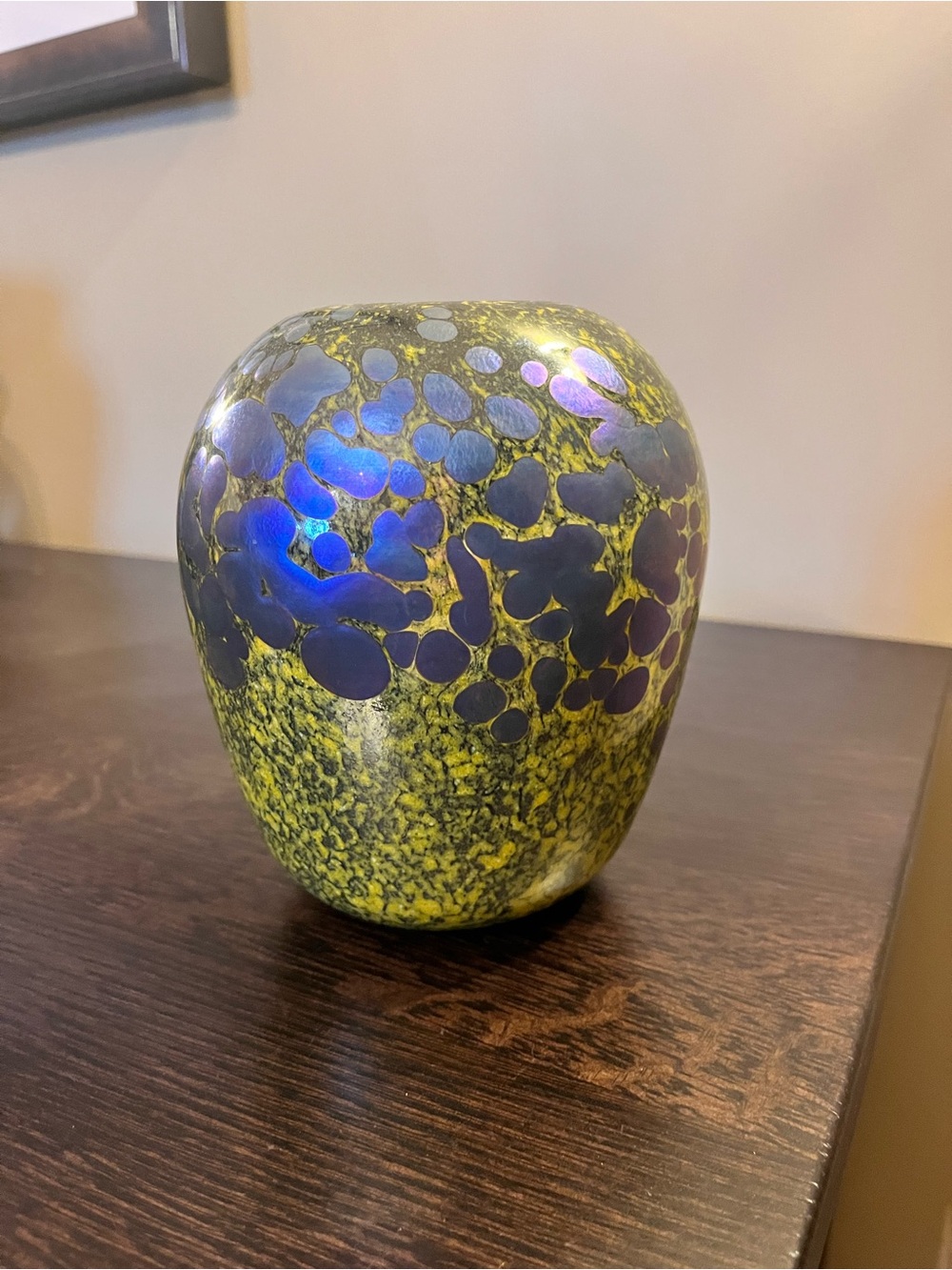 Stunning Garry Nash Signed 1995 Studio Art Glass Vase Iridescent Oil Slick VTG